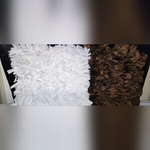 White and Brown Textured Decorative Accent Throw Pillows